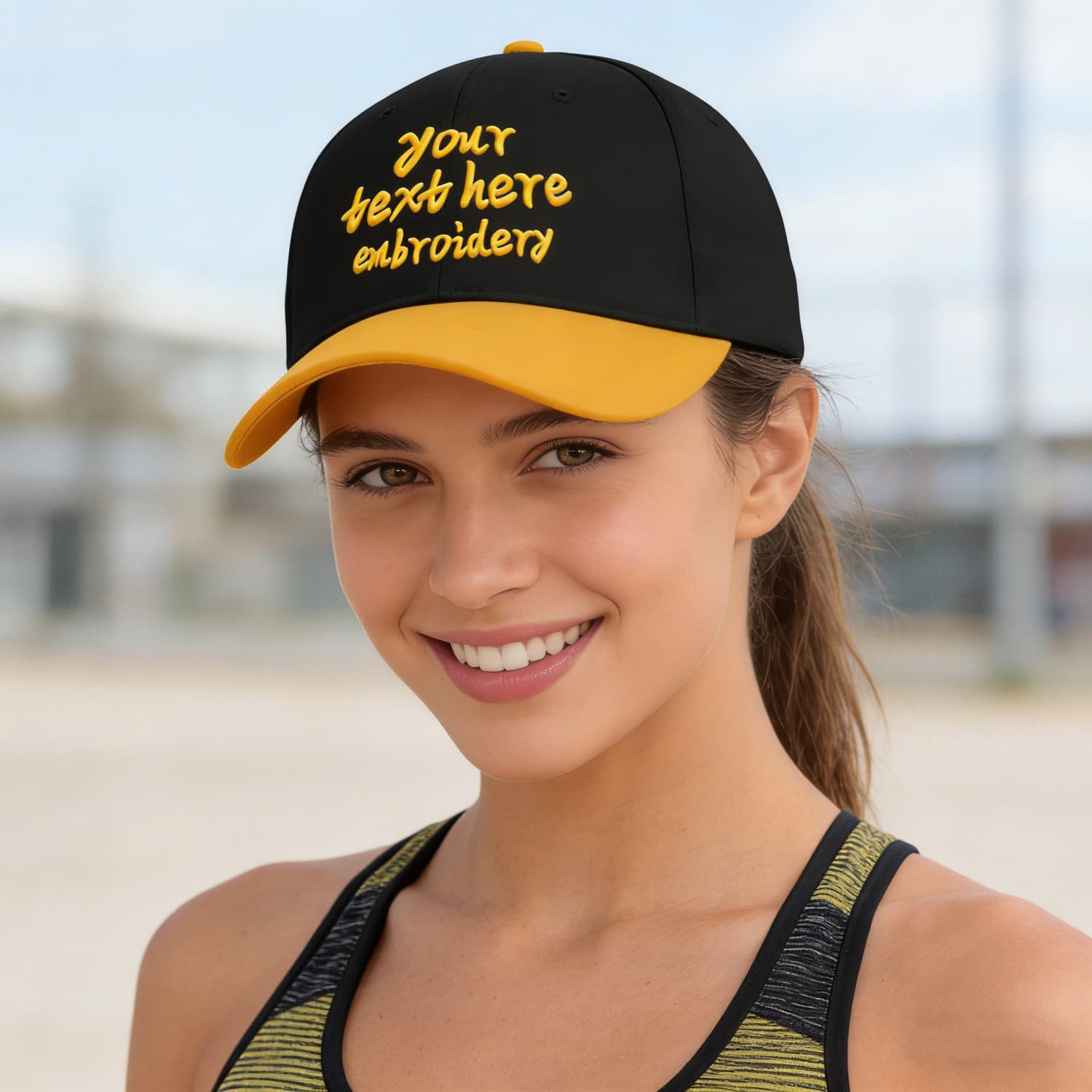 Vosoli Black Gold Two-Tone Baseball Cap - Unisex Custom 3D Embroidery or Print