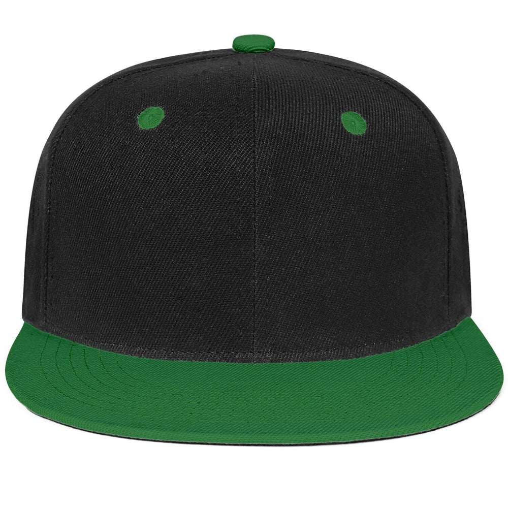 Vosoli Black Green Flat Brim Cap - Custom Embroidered Personalized Hat