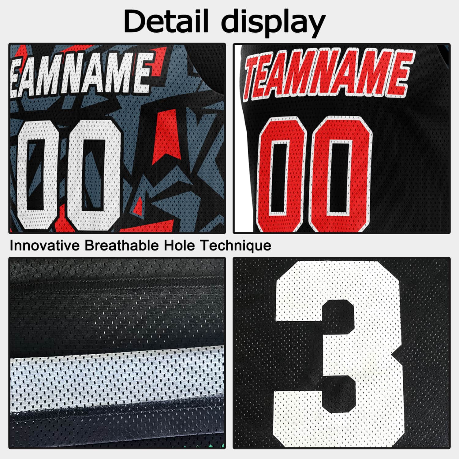 Custom Reversible Basketball Jersey for Individuals & Teams – Black Grey Red Abstract Geo | Vosoli