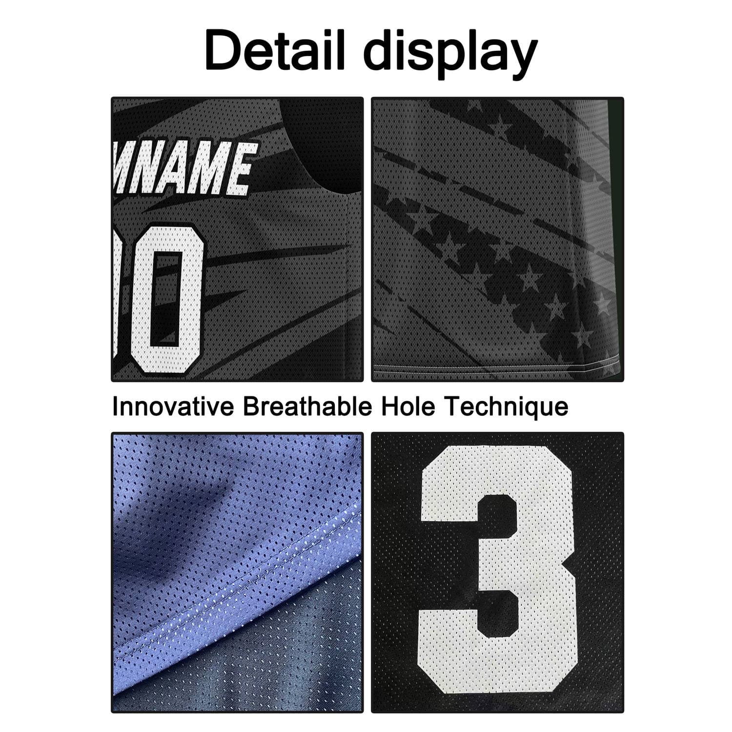 Custom Reversible Basketball Jersey for Individuals & Teams – Black Grey White Star Stripe | Vosoli