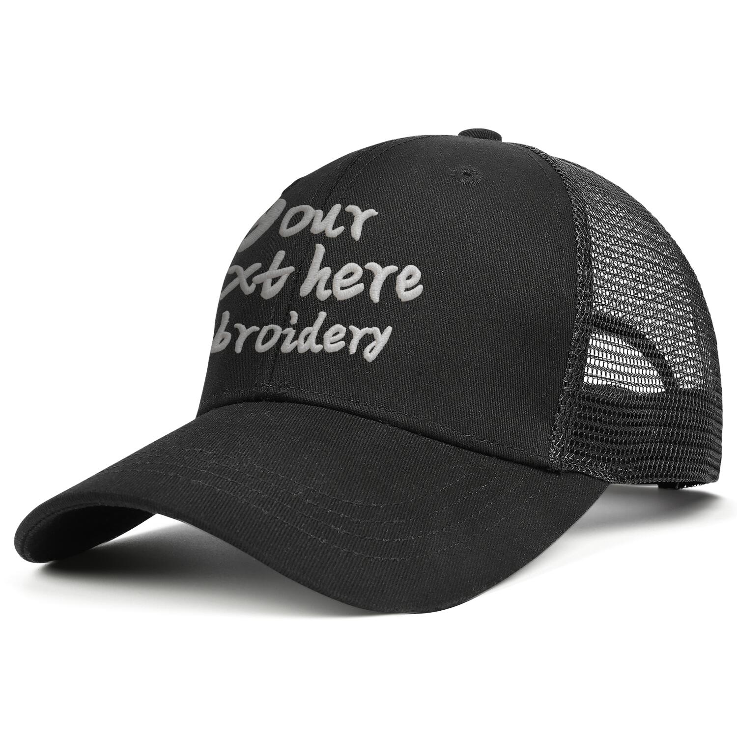 Vosoli Black Mesh-Back Trucker Cap - Unisex Personal & Team Custom 3D Embroidery or Print Hat