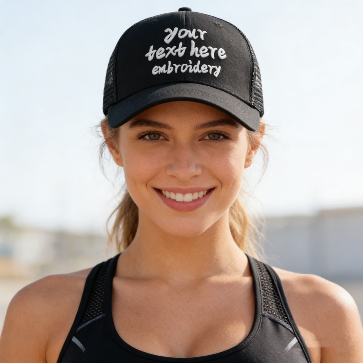 Vosoli Black Mesh-Back Trucker Cap - Unisex Personal & Team Custom 3D Embroidery or Print Hat