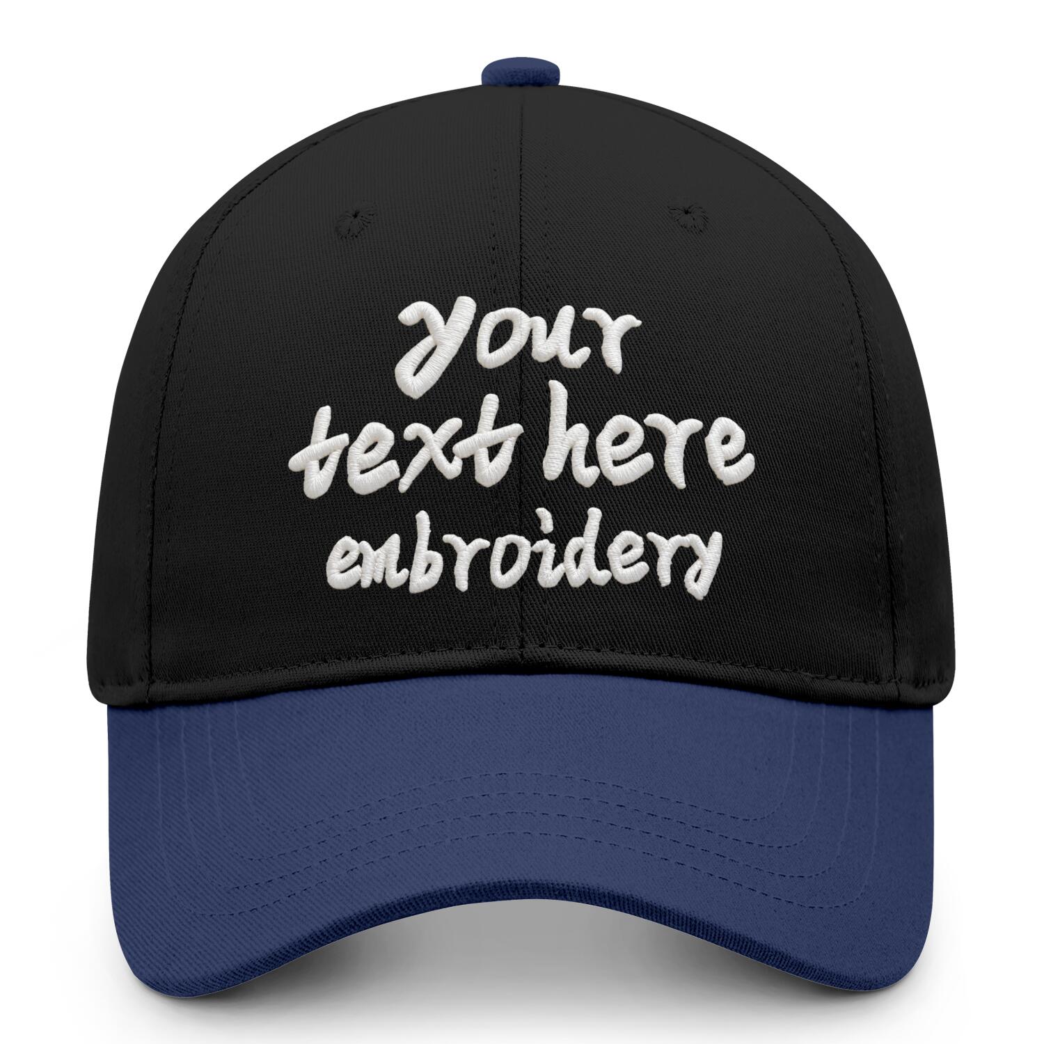 Vosoli Black Navy Two-Tone Baseball Cap - Unisex Custom 3D Embroidery or Print