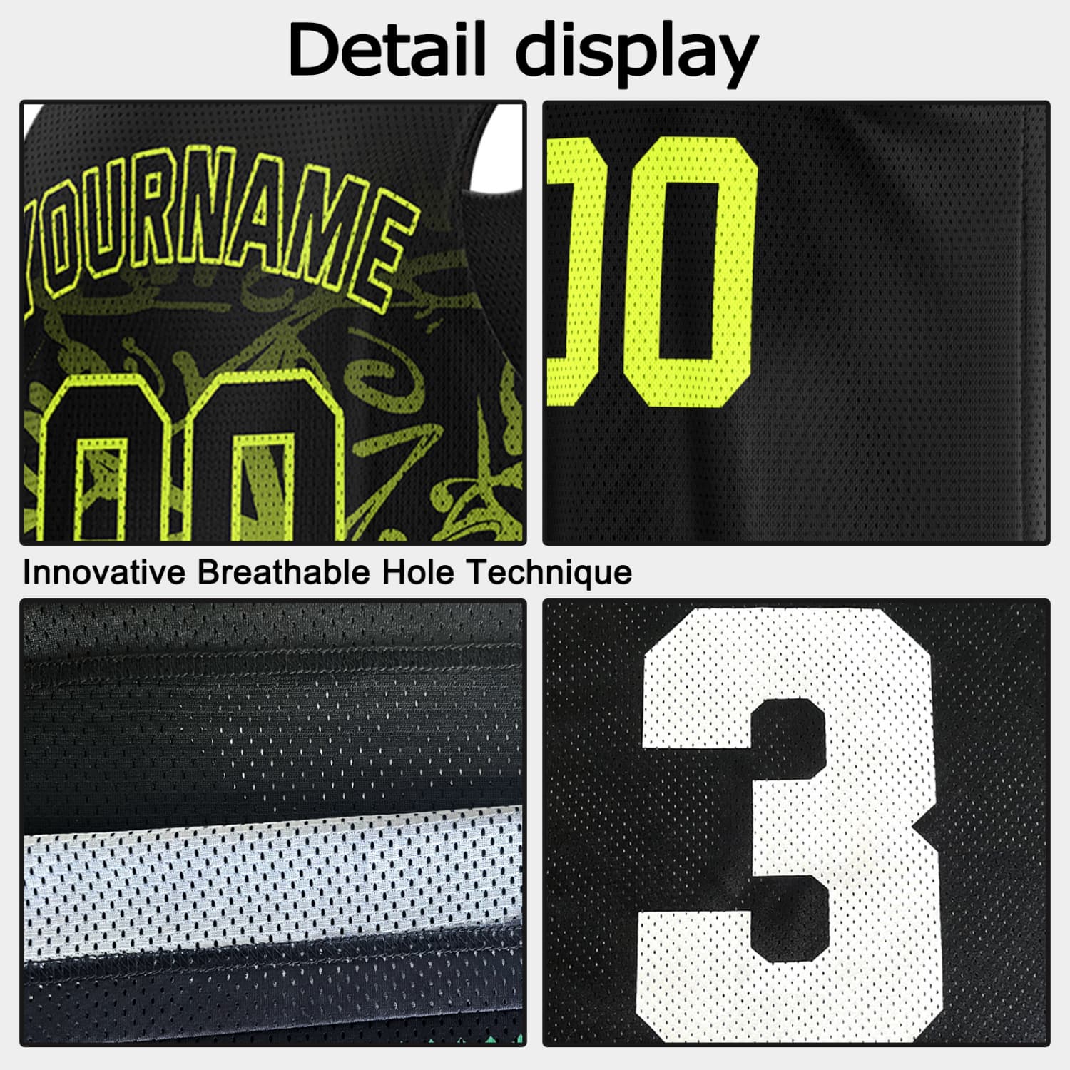 Custom Reversible Basketball Jersey for Individuals & Teams – Black & Neon Yellow Graffiti | Vosoli