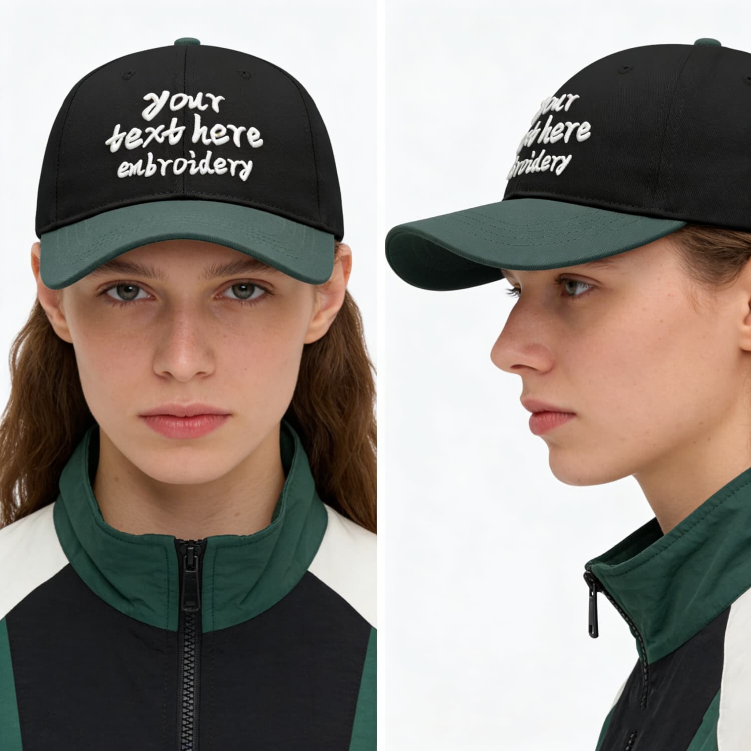 Vosoli Black Olive Two-Tone Baseball Cap - Unisex Custom 3D Embroidery or Print