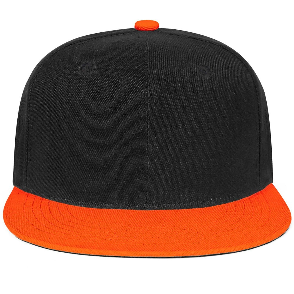 Vosoli Black Orange Flat Brim Cap - Custom Embroidered Personalized Hat