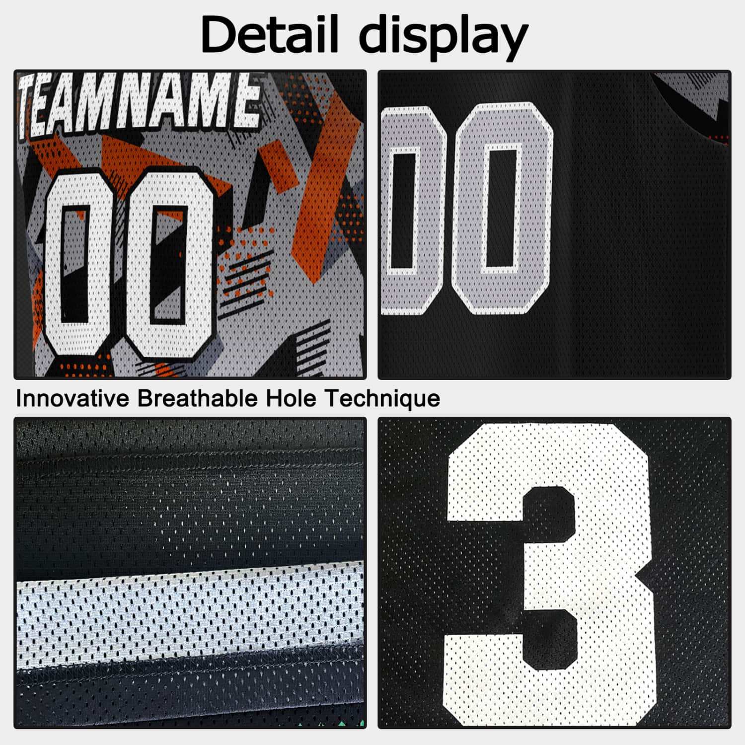 Custom Reversible Basketball Jersey for Individuals & Teams – Black Orange Grey Abstract Geo | Vosoli