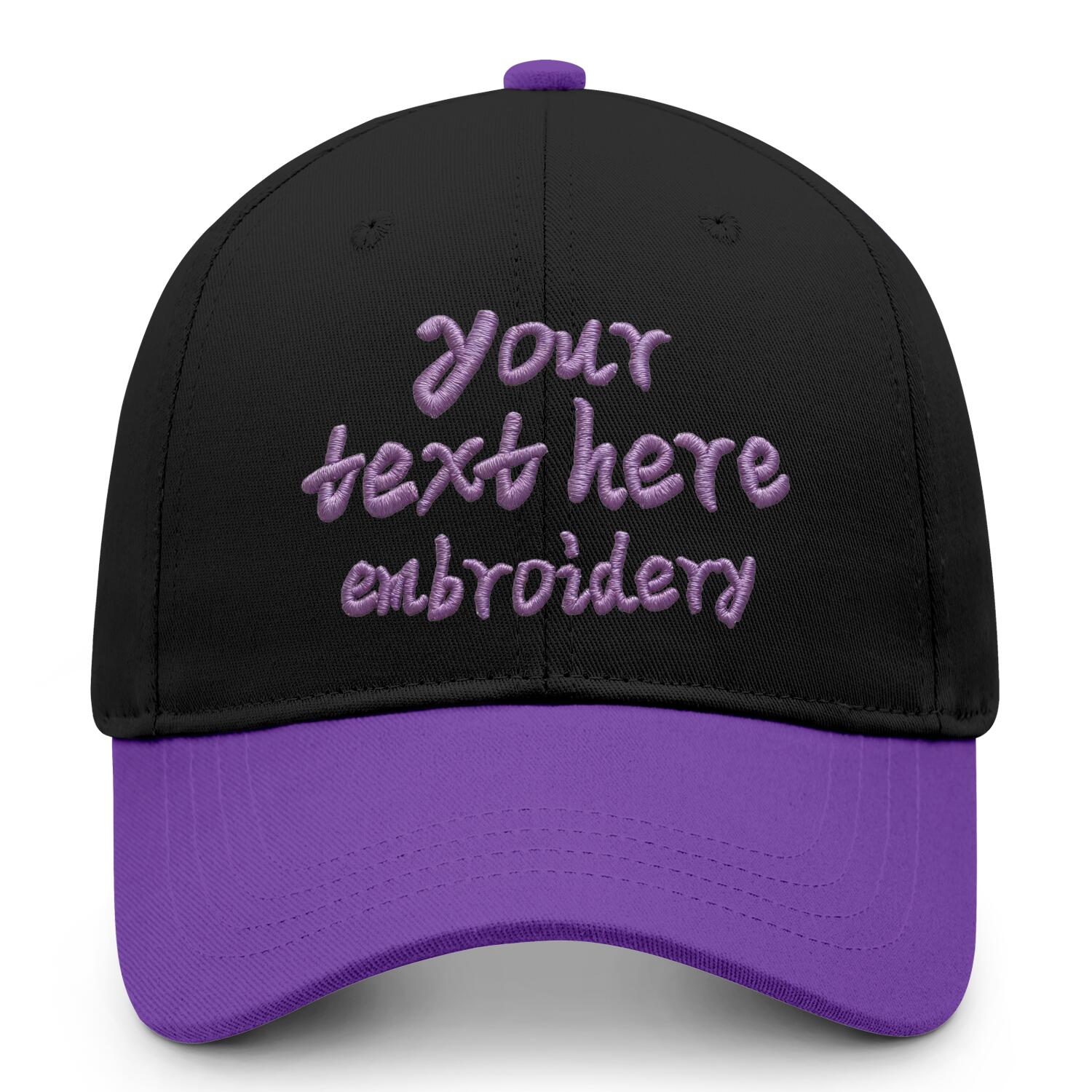 Vosoli Black Purple Two-Tone Baseball Cap - Unisex Custom 3D Embroidery or Print