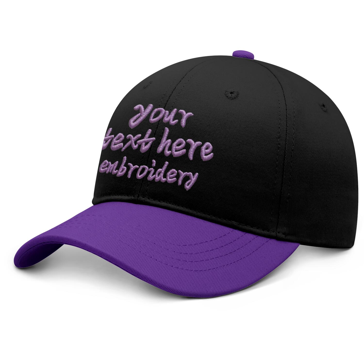 Vosoli Black Purple Two-Tone Baseball Cap - Unisex Custom 3D Embroidery or Print