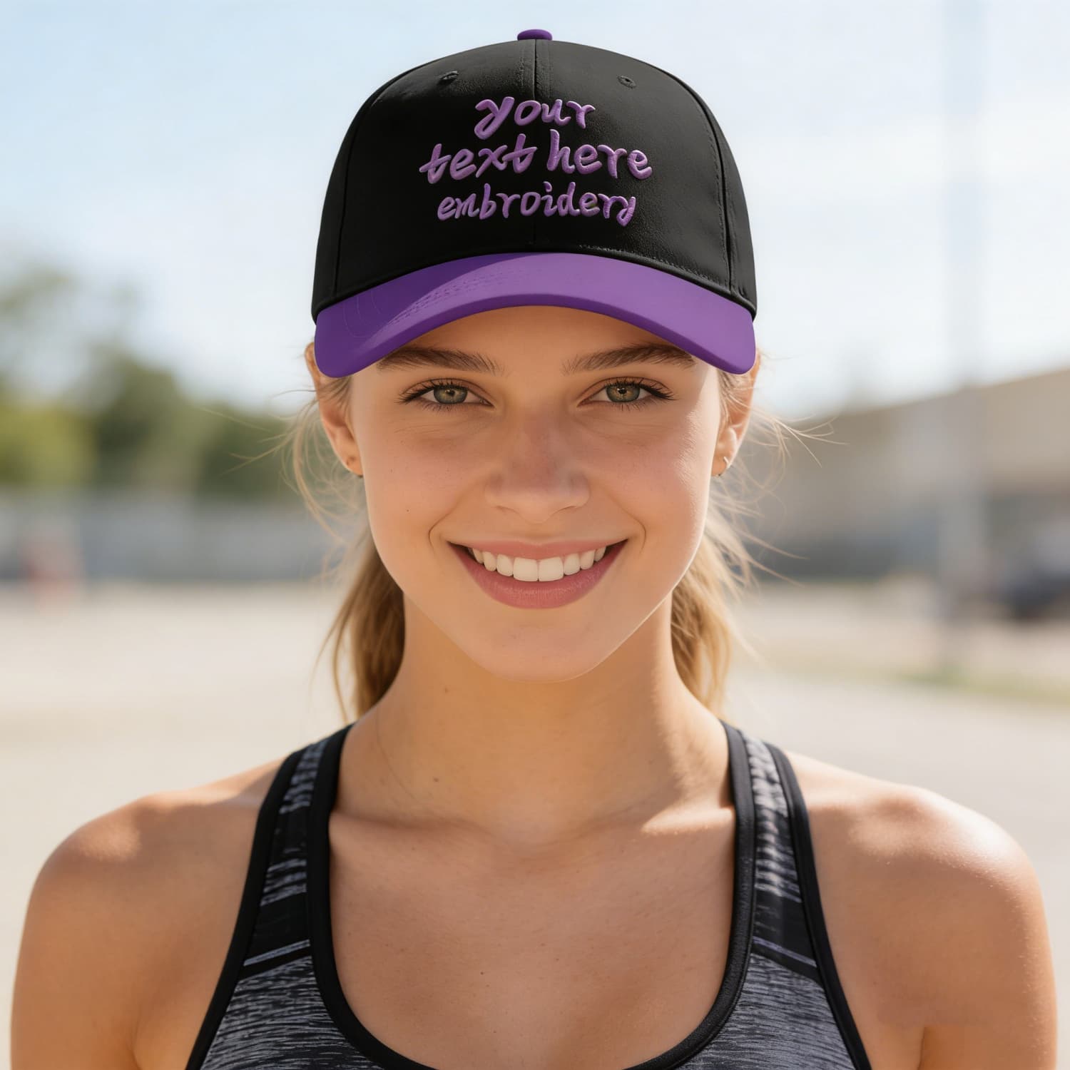 Vosoli Black Purple Two-Tone Baseball Cap - Unisex Custom 3D Embroidery or Print