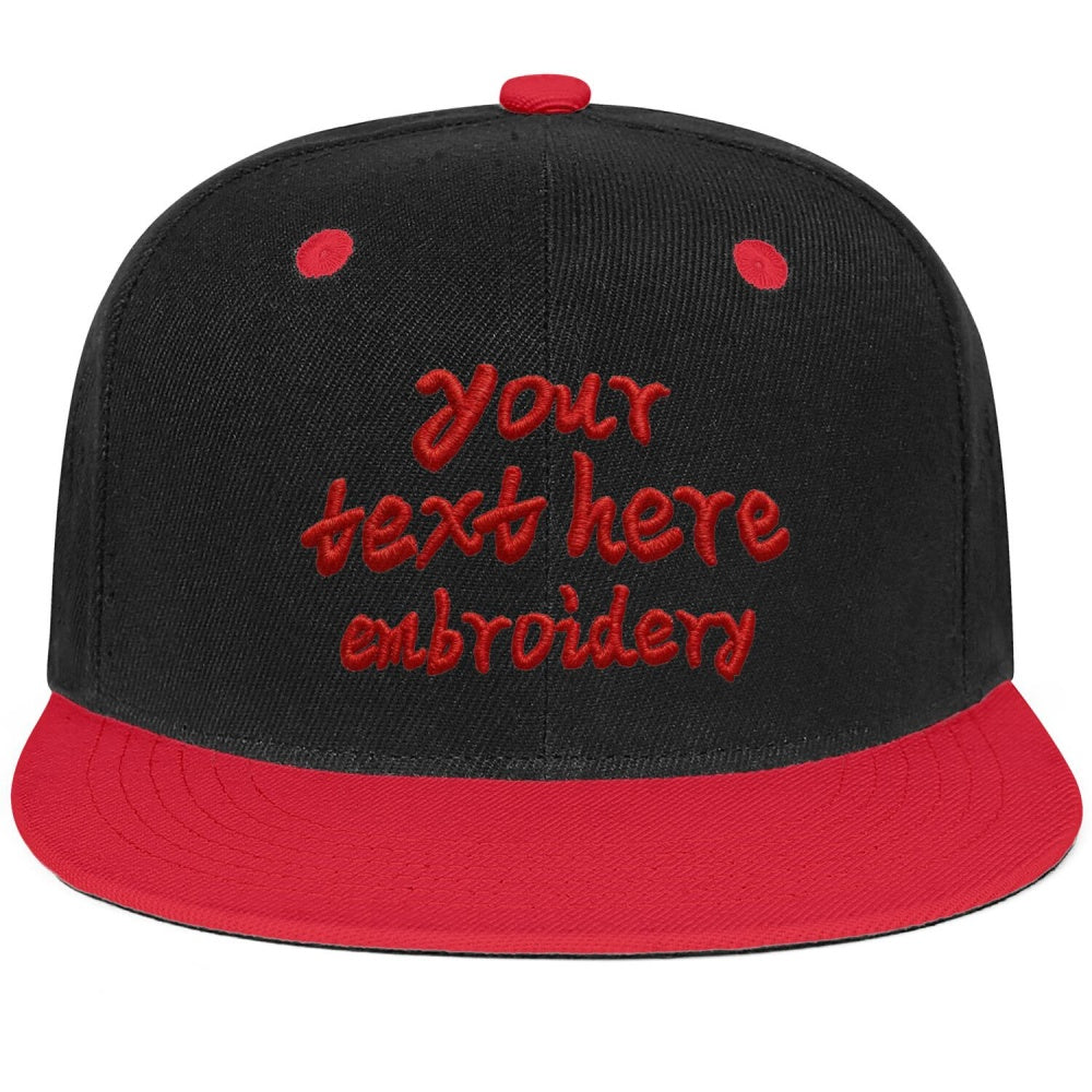Vosoli Black Red Flat Brim Cap - Custom Embroidered Personalized Hat