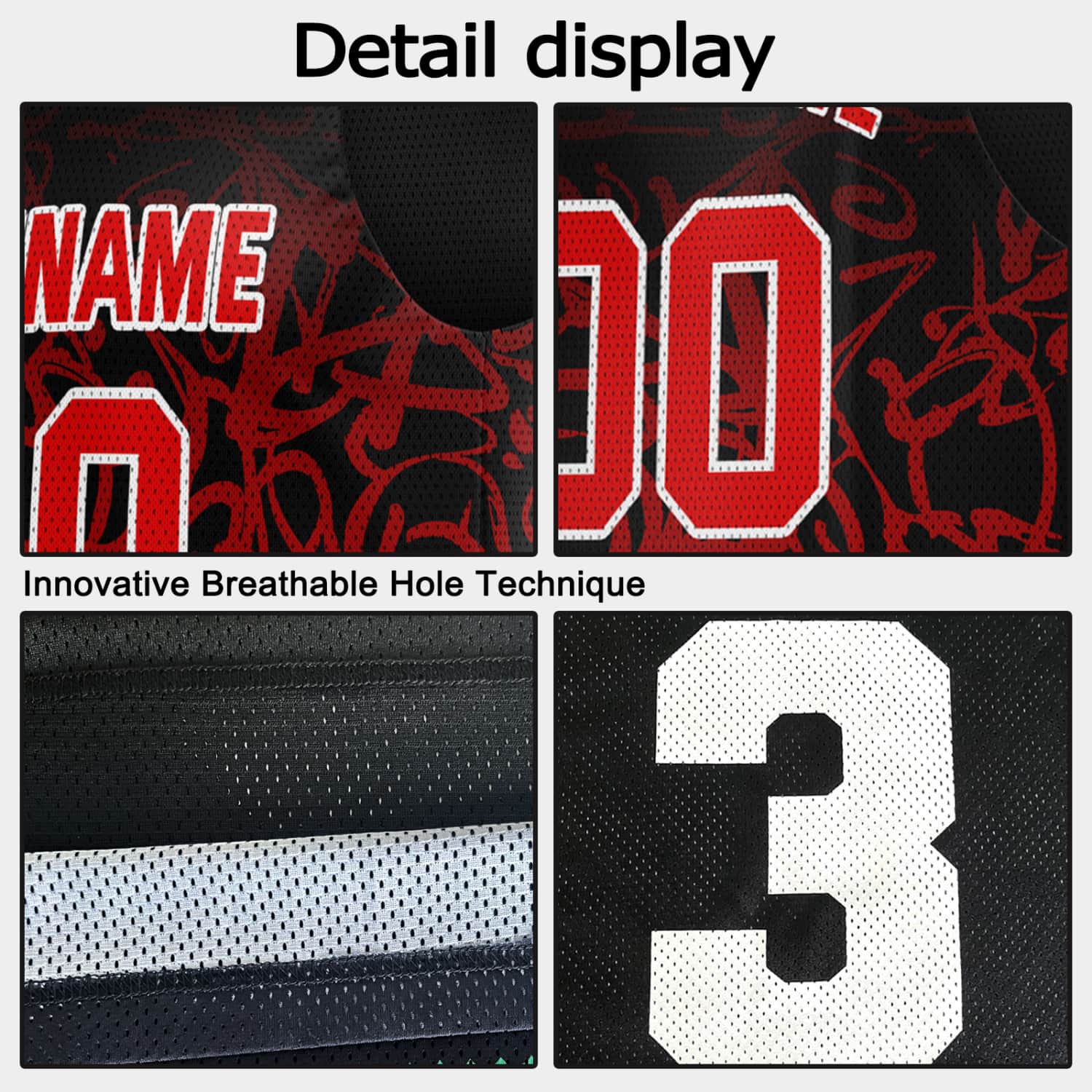 Custom Reversible Basketball Jersey for Individuals & Teams – Black & Red Graffiti | Vosoli
