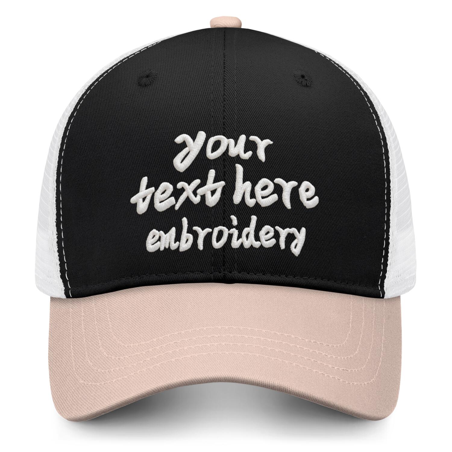Vosoli Black & Sand Two-Tone Baseball Trucker Hat - Unisex Custom 3D Embroidery or Print