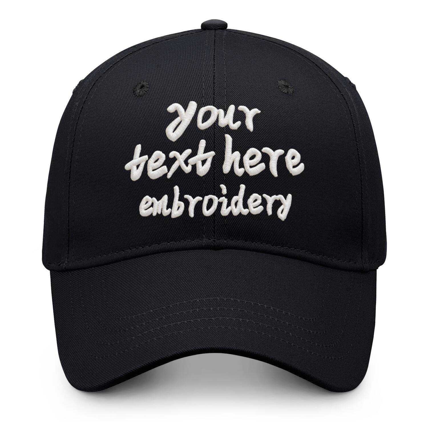 Vosoli Black Solid Baseball Cap - Unisex Custom 3D Embroidery or Print