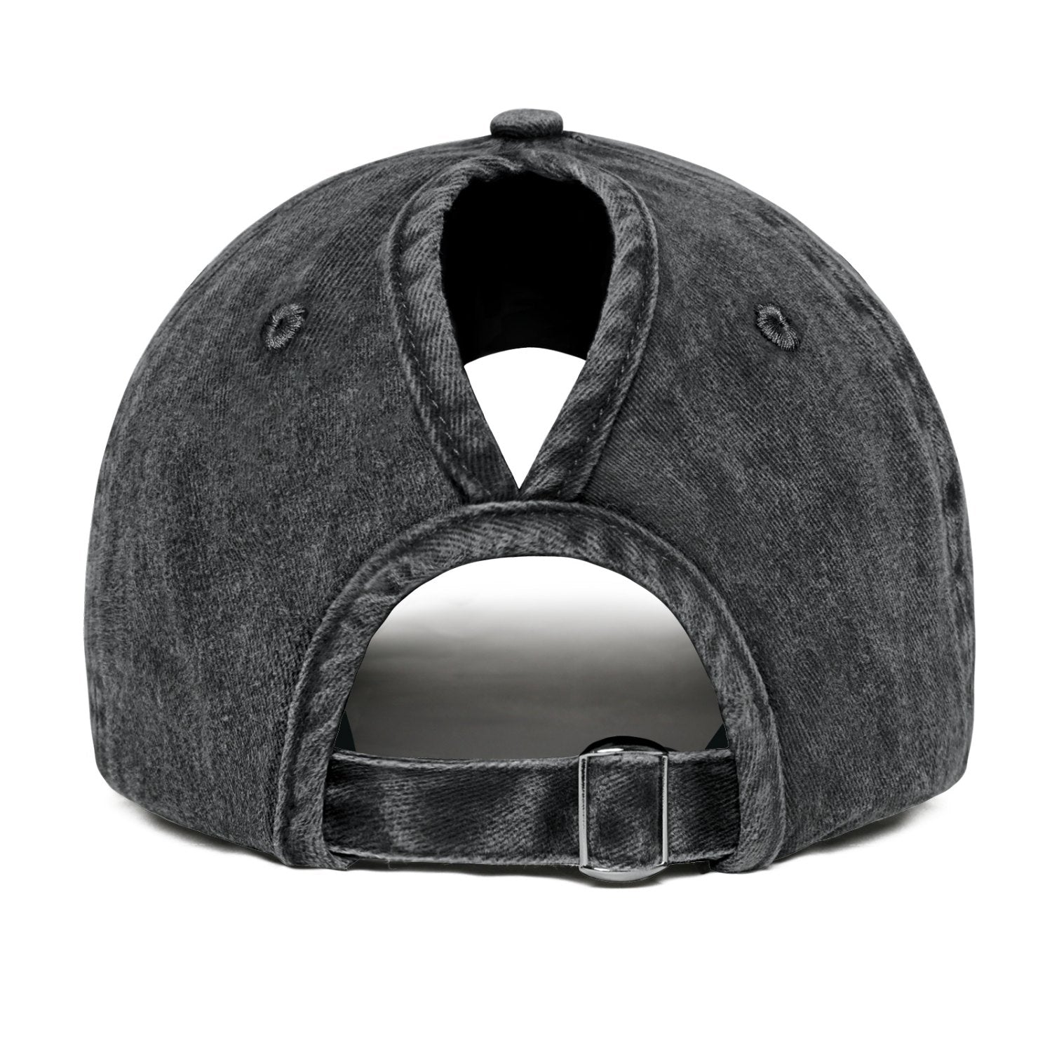 Vosoli Black Washed Denim Women’s Ponytail Cap - Team Custom 3D Embroidery or Print Personalized Hats