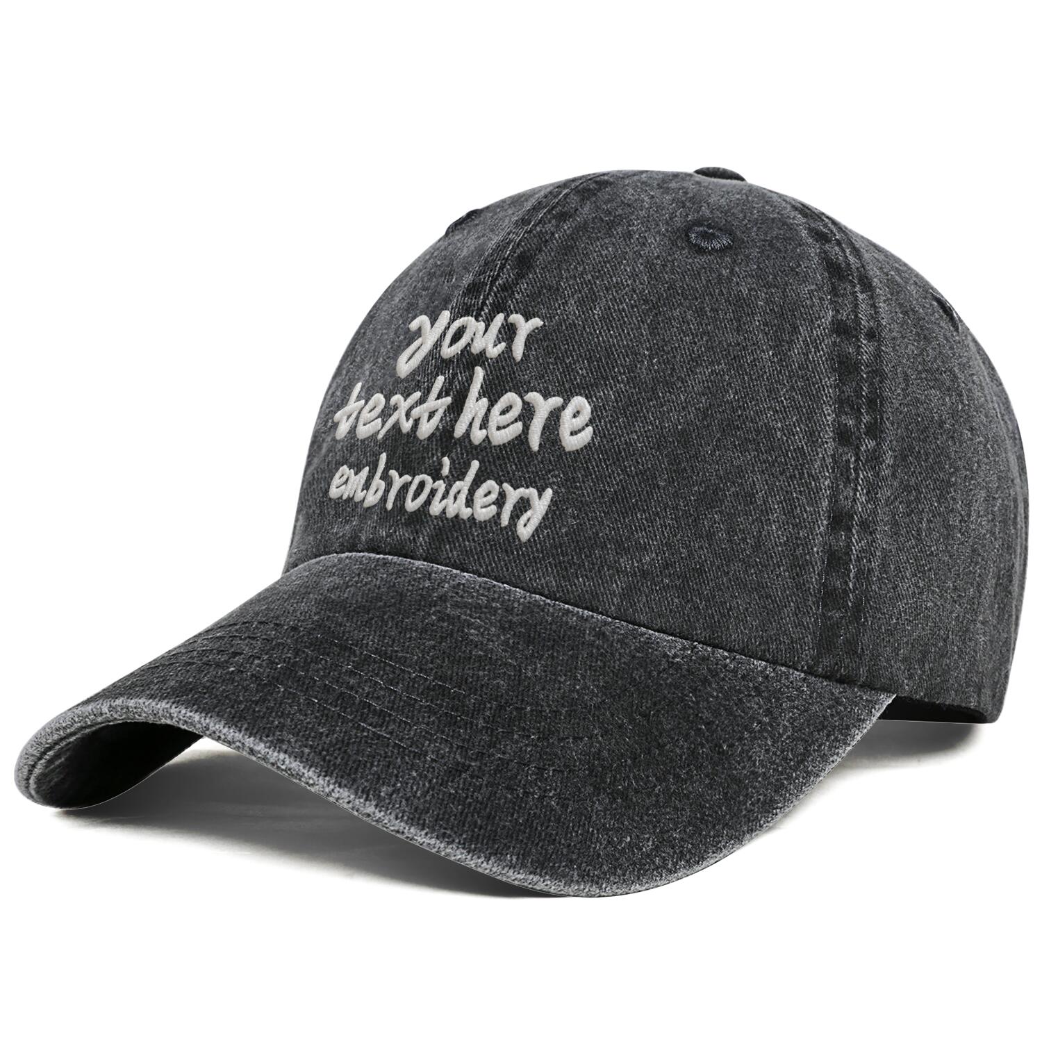 Vosoli Black Washed Denim Women’s Ponytail Cap - Team Custom 3D Embroidery or Print Personalized Hats