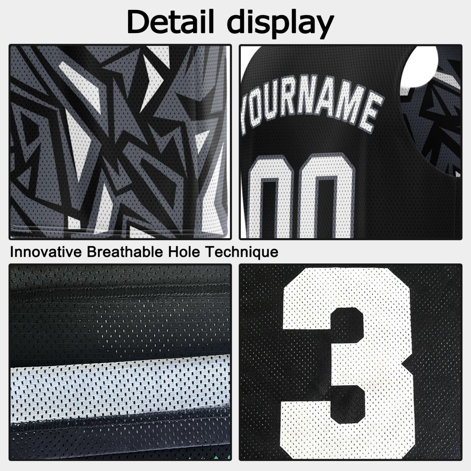 Custom Reversible Basketball Jersey for Individuals & Teams – Black White Abstract Geo | Vosoli