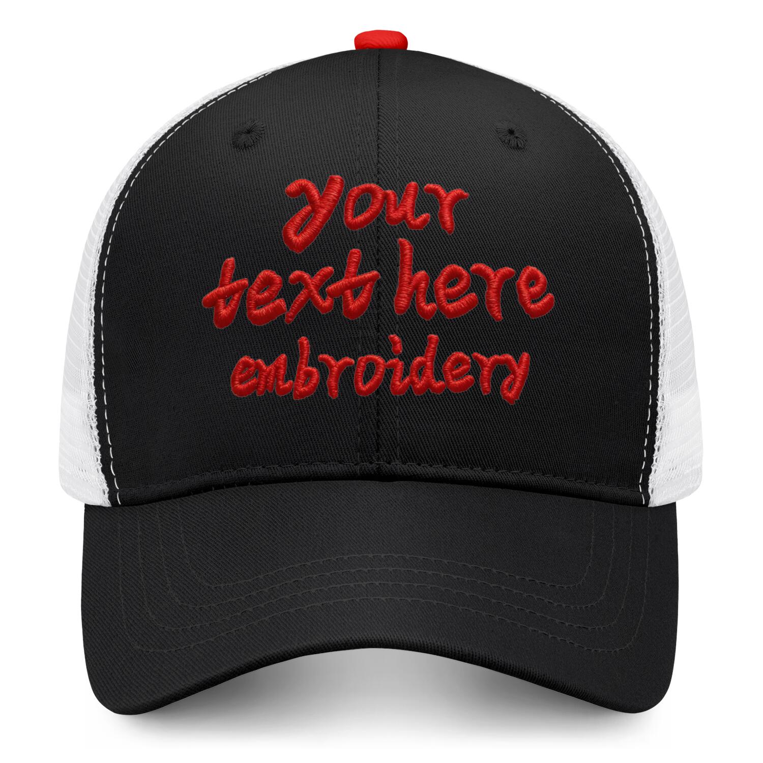 Vosoli Black & White Mesh-Back Trucker Cap - Unisex Personal & Team Custom 3D Embroidery or Print Hat