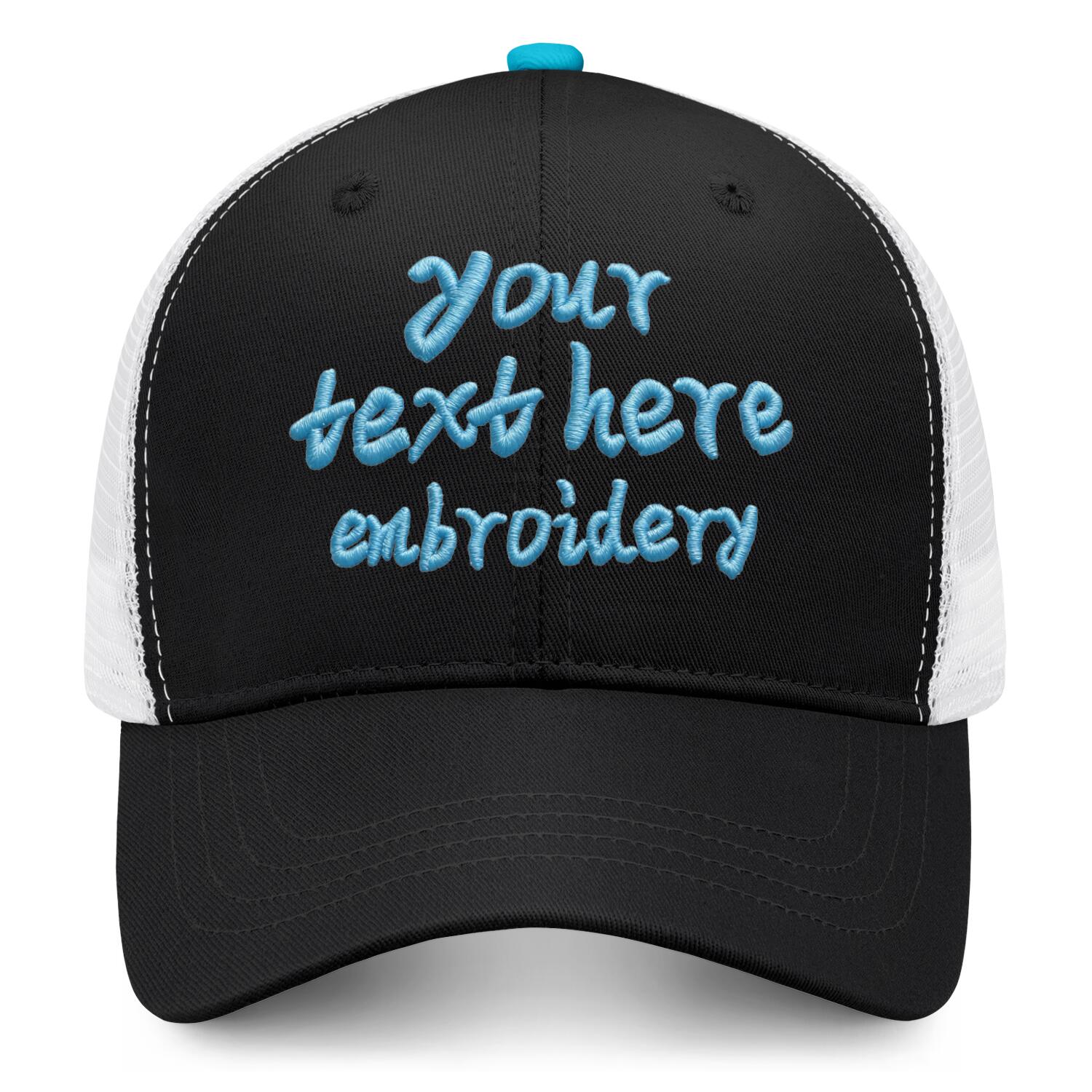 Vosoli Black & White Mesh-Back Trucker Cap - Unisex Personal & Team Custom 3D Embroidery or Print Hats