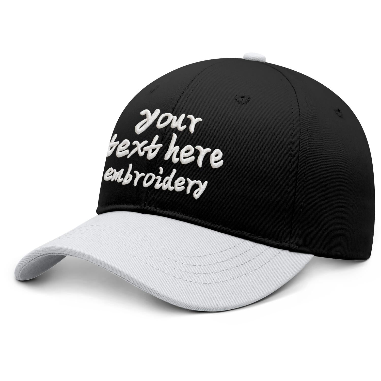 Vosoli Black White Two-Tone Baseball Cap - Unisex Custom 3D Embroidery or Print