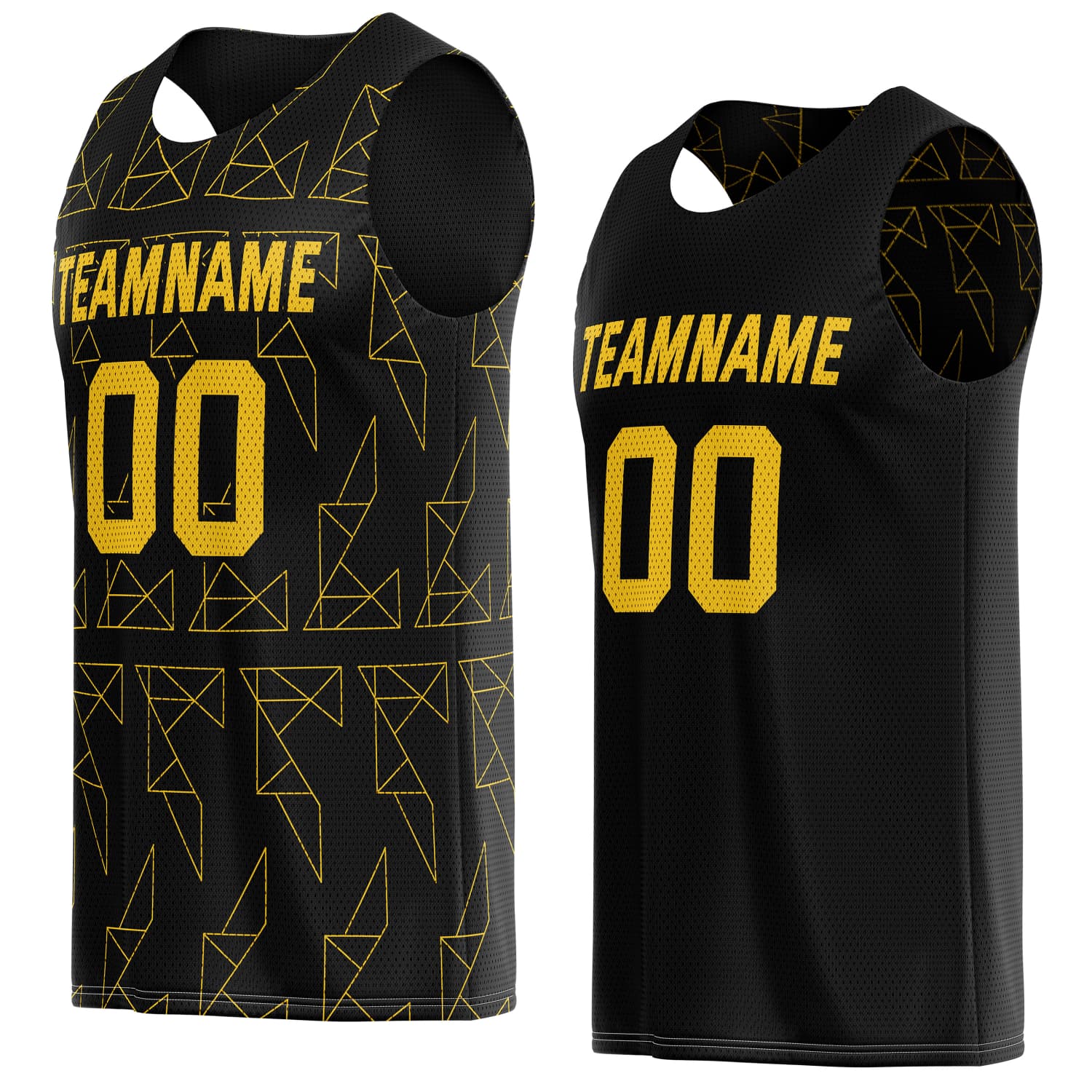 Custom Reversible Basketball Jersey for Individuals & Teams – Black Yellow Abstract Geo | Vosoli