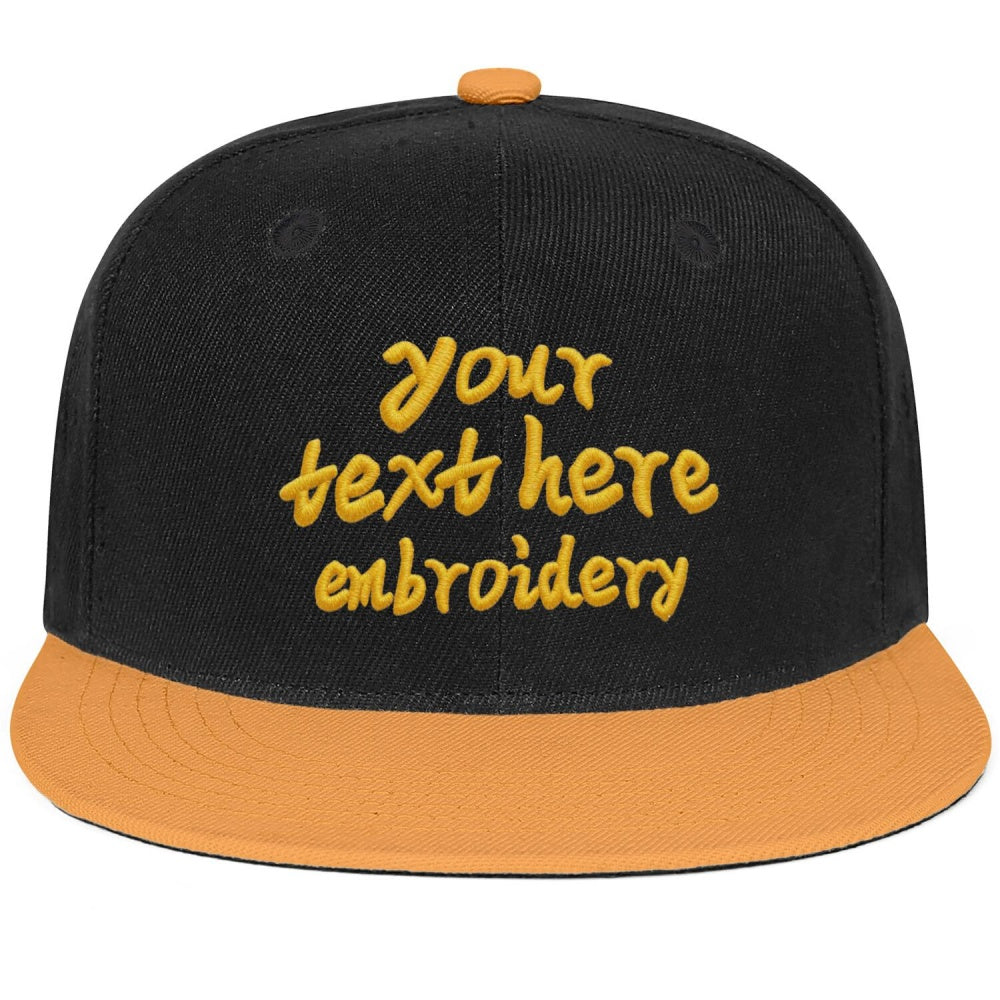 Vosoli Black Yellow Flat Brim Cap - Team Custom Embroidered Personalized Hat