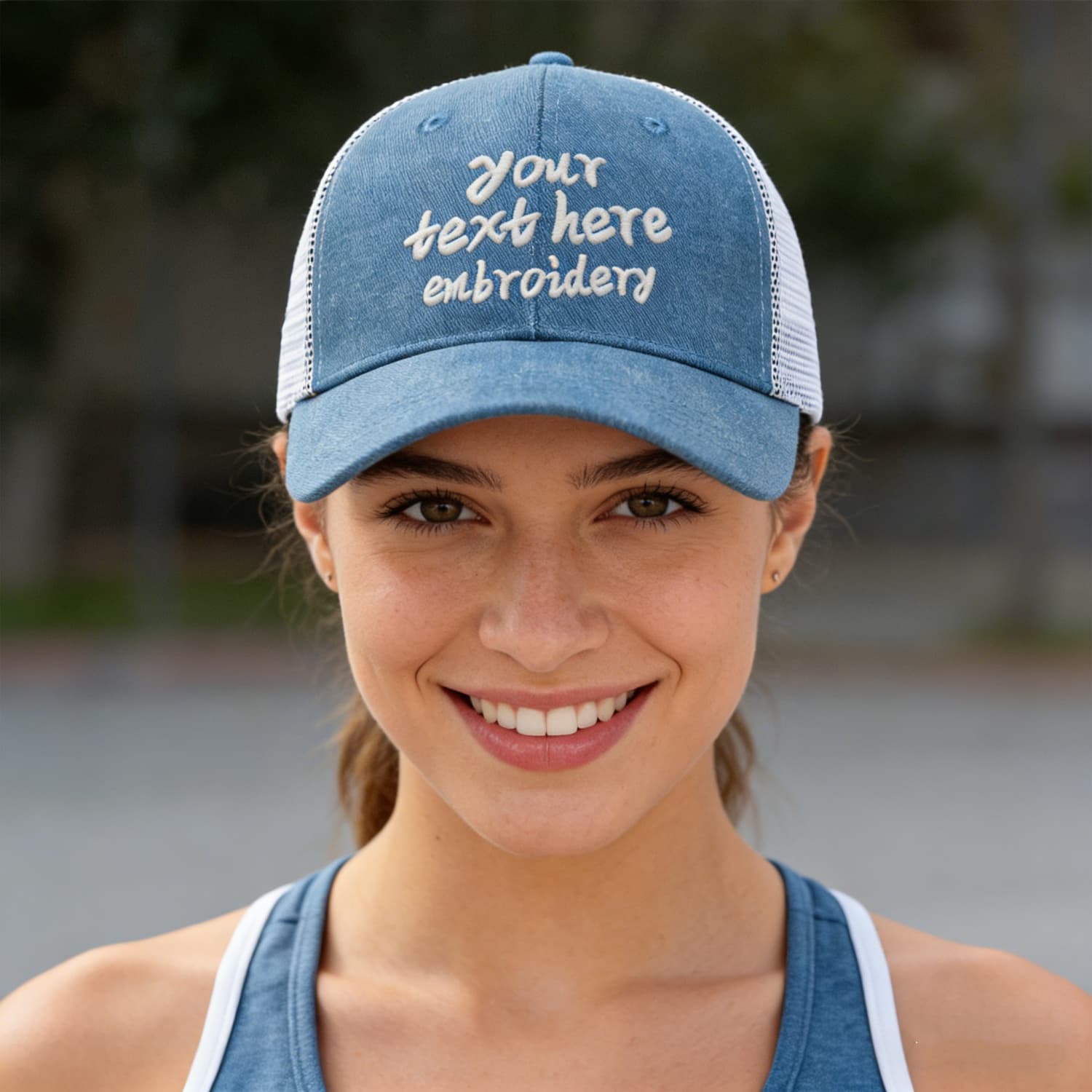 Vosoli Light Blue Denim Trucker Hat - Team Custom Embroider or Print Personalized Cap
