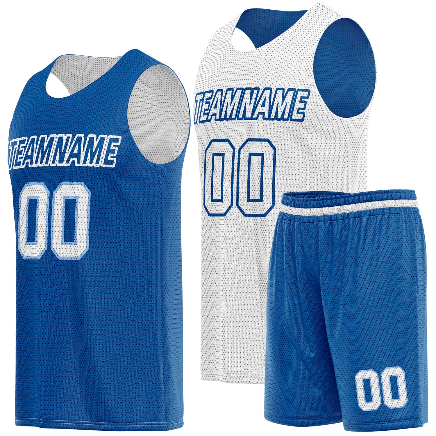 Custom Reversible Basketball Jersey & Shorts Set for Individuals & Teams – Blue White | Vosoli
