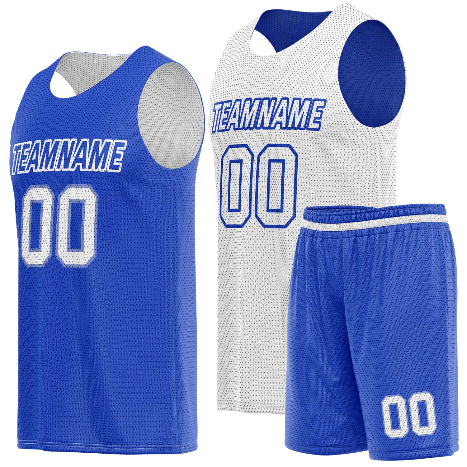 Custom Reversible Basketball Jersey & Shorts Set for Individuals & Teams – Blue White | Vosoli