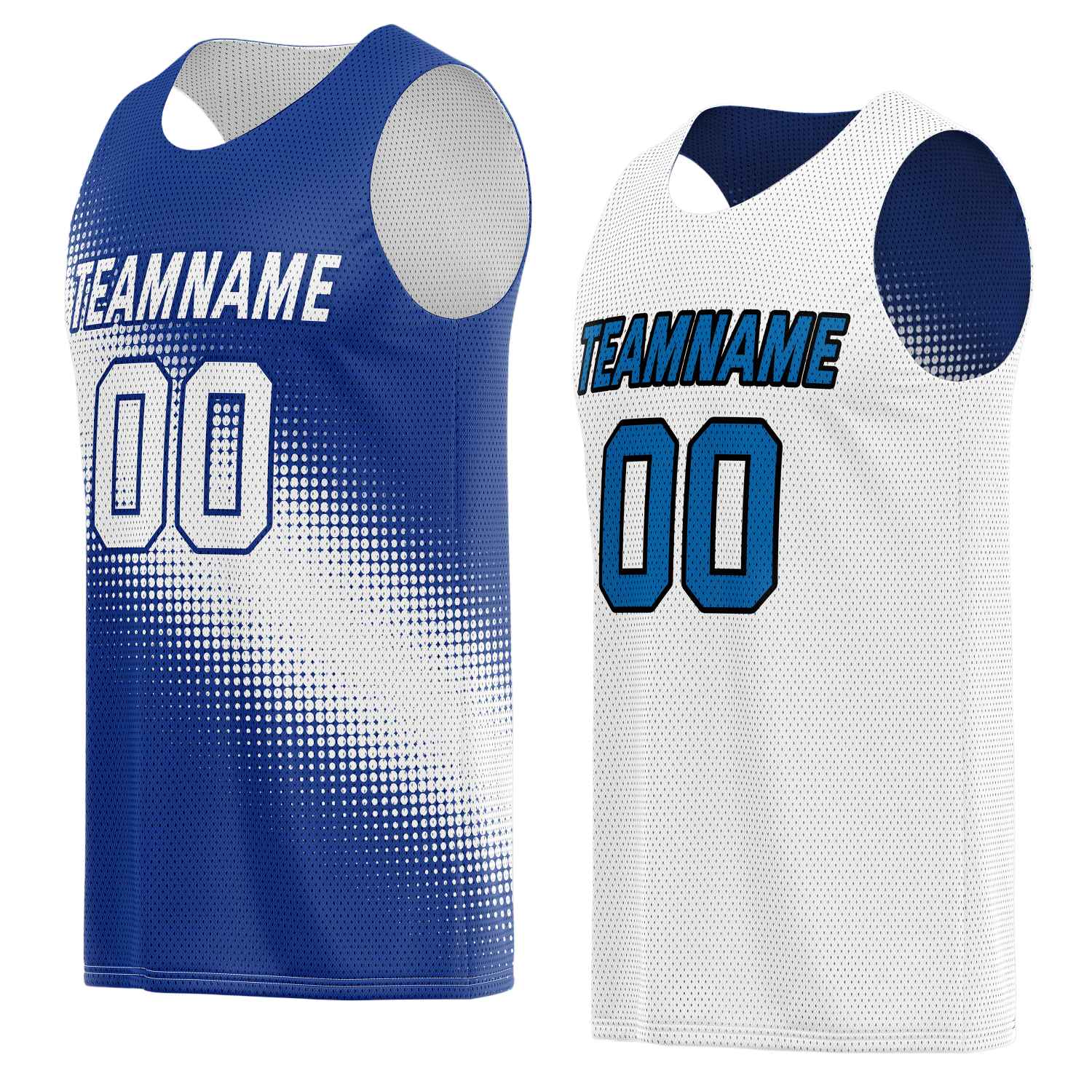 Custom Reversible Basketball Jersey for Individuals & Teams – Blue, White & Teal | Vosoli