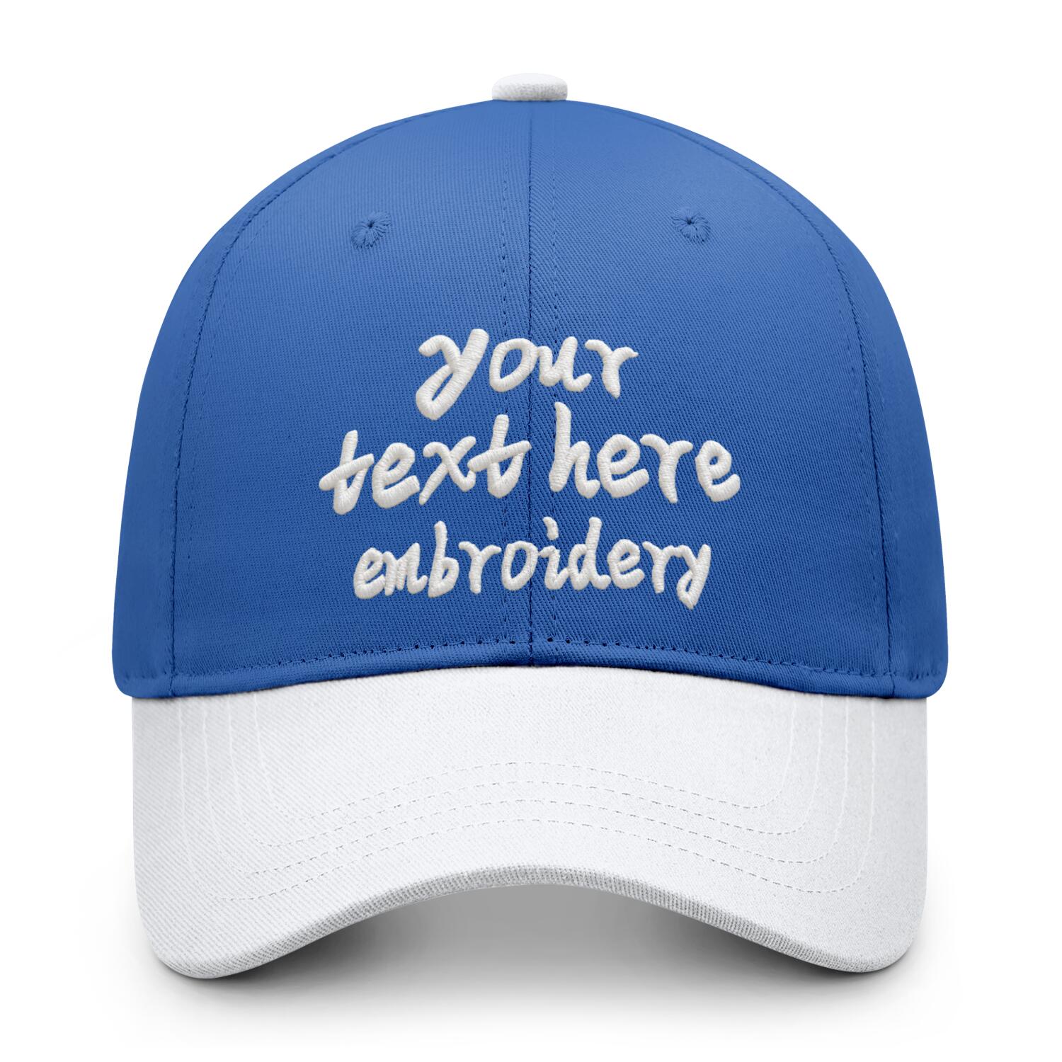Vosoli Blue White Two-Tone Baseball Cap - Unisex Custom 3D Embroidery or Print