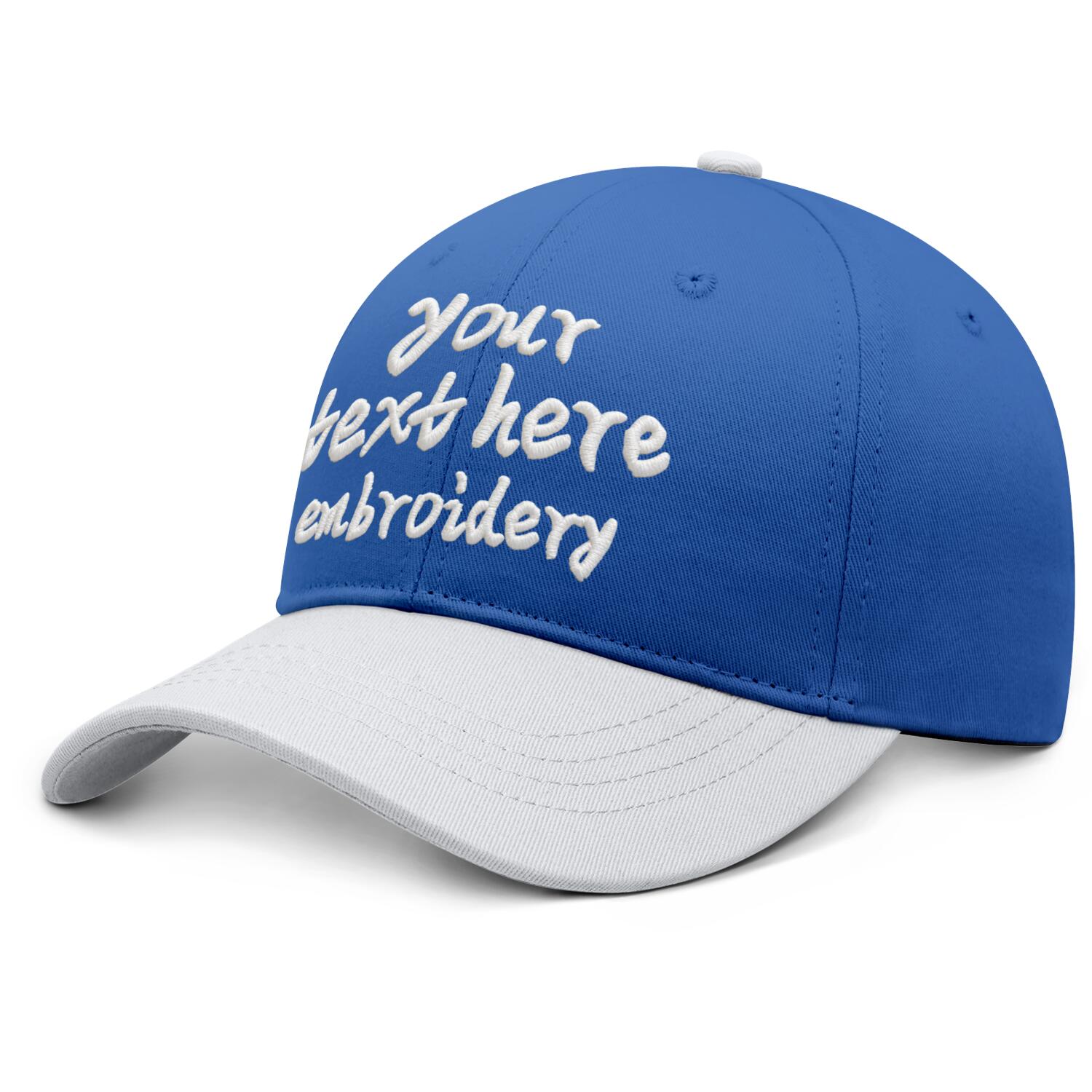 Vosoli Blue White Two-Tone Baseball Cap - Unisex Custom 3D Embroidery or Print