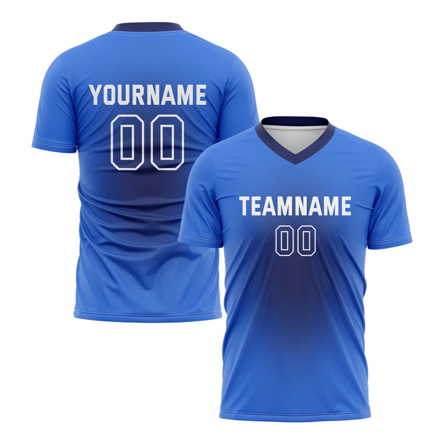 Custom Bright Blue & Navy Gradient Soccer Jersey for Teams & Individuals | Vosoli