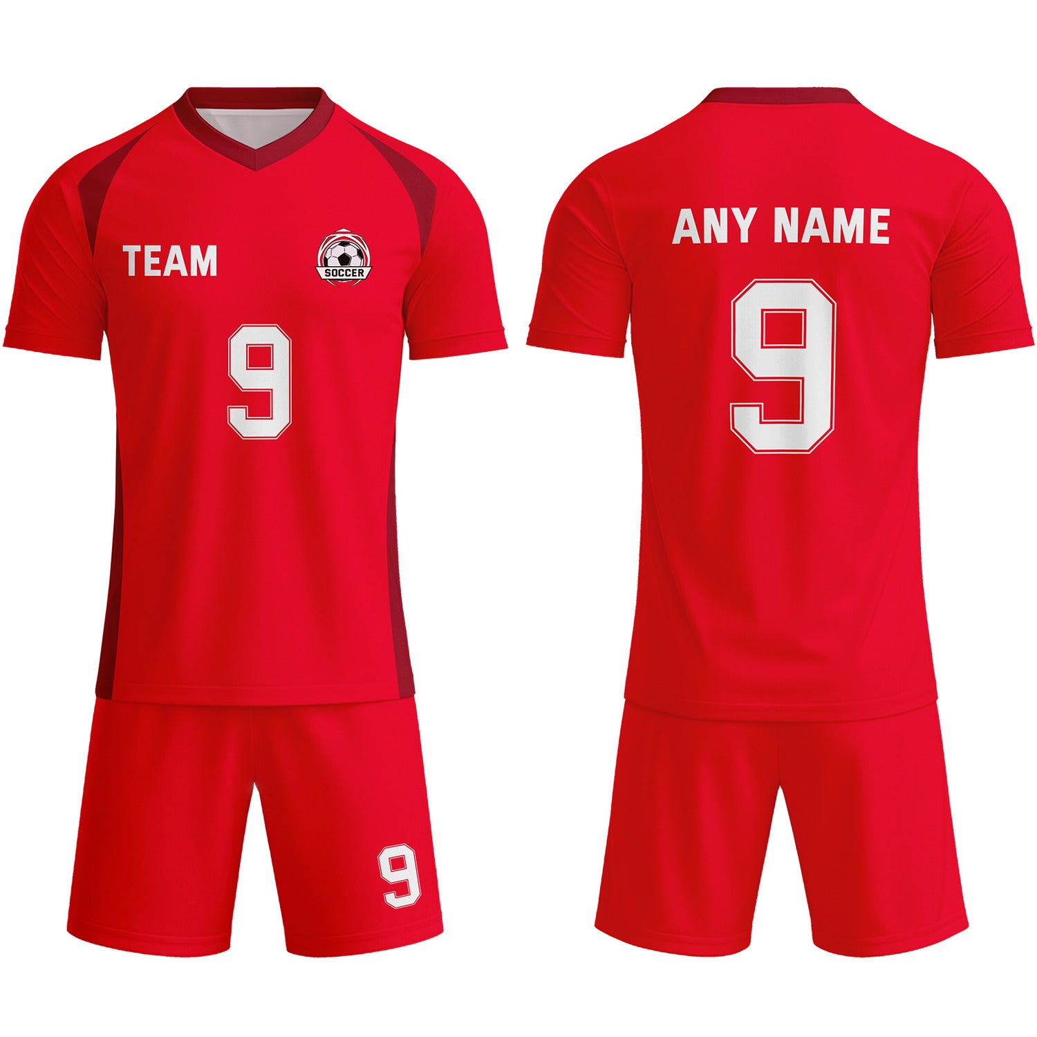 Custom Bright Red & Maroon-White Soccer Uniform Set - Personalized Team Name & Number | Vosoli