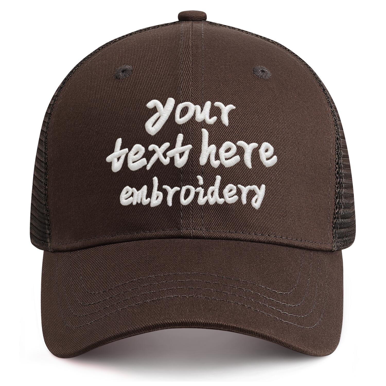 Vosoli Brown Mesh-Back Baseball Cap - Unisex Custom 3D Embroidery or Print Hat