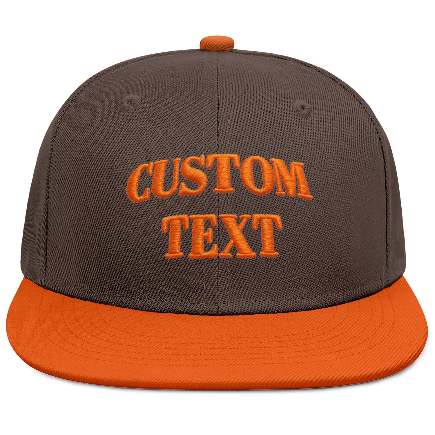 Vosoli Brown & Orange Color-Block Flat-Brim Hat - Unisex Personal & Team Custom 3D Embroidery or Print Cap