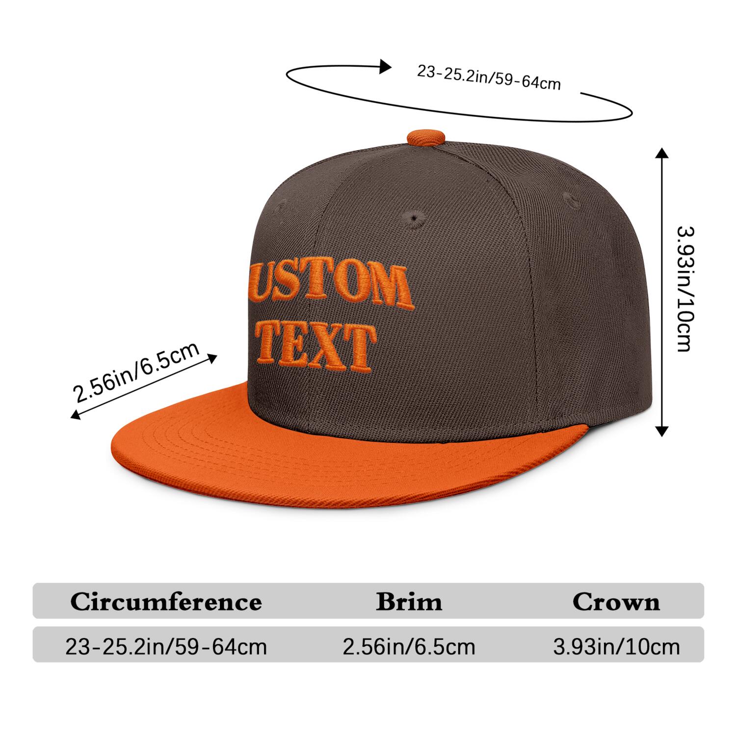 Vosoli Brown & Orange Color-Block Flat-Brim Hat - Unisex Personal & Team Custom 3D Embroidery or Print Cap