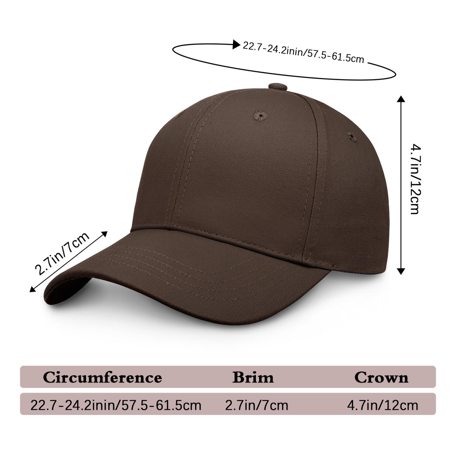 Vosoli Brown Solid Baseball Cap - Unisex Custom 3D Embroidery or Print