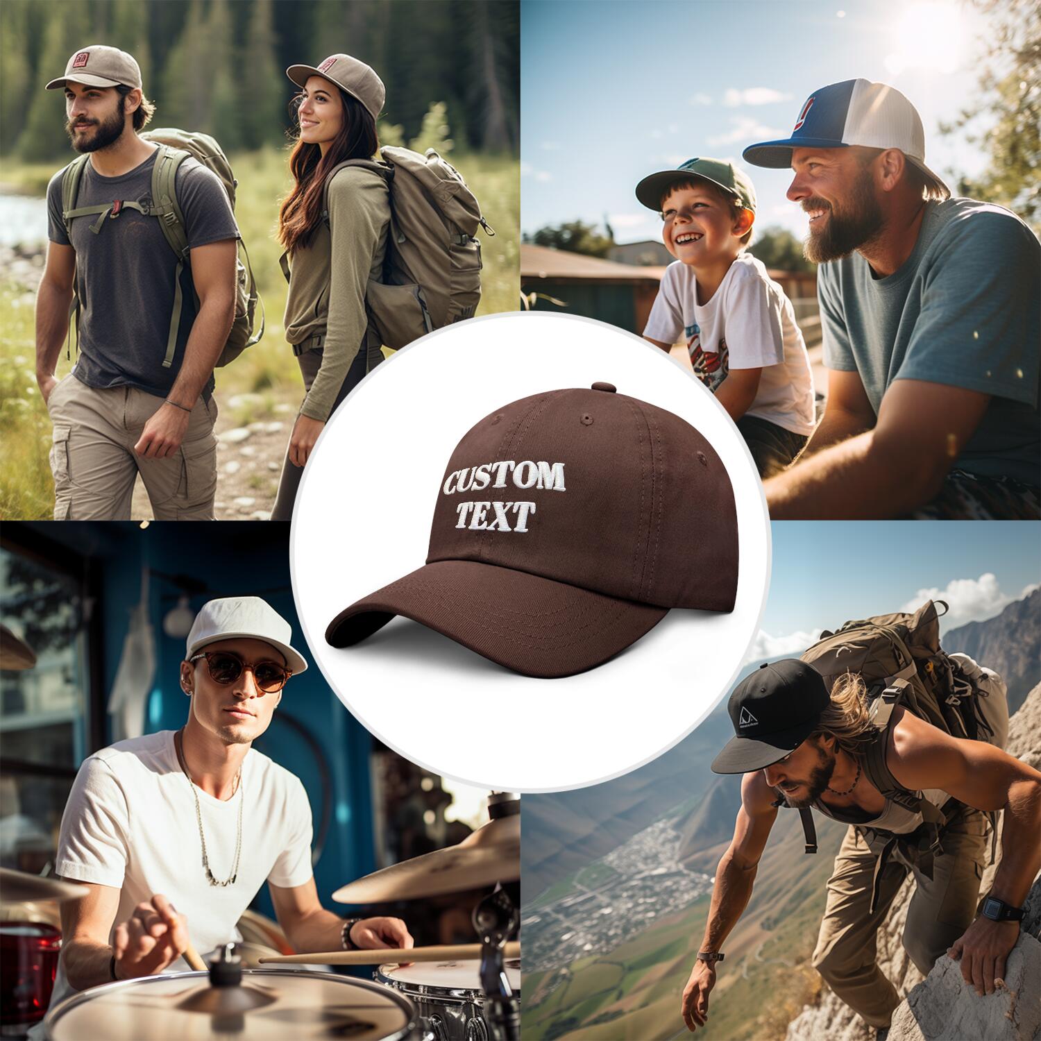 Vosoli Brown Unisex Baseball Cap - Personal & Team Custom 3D Embroidery or Print Hat