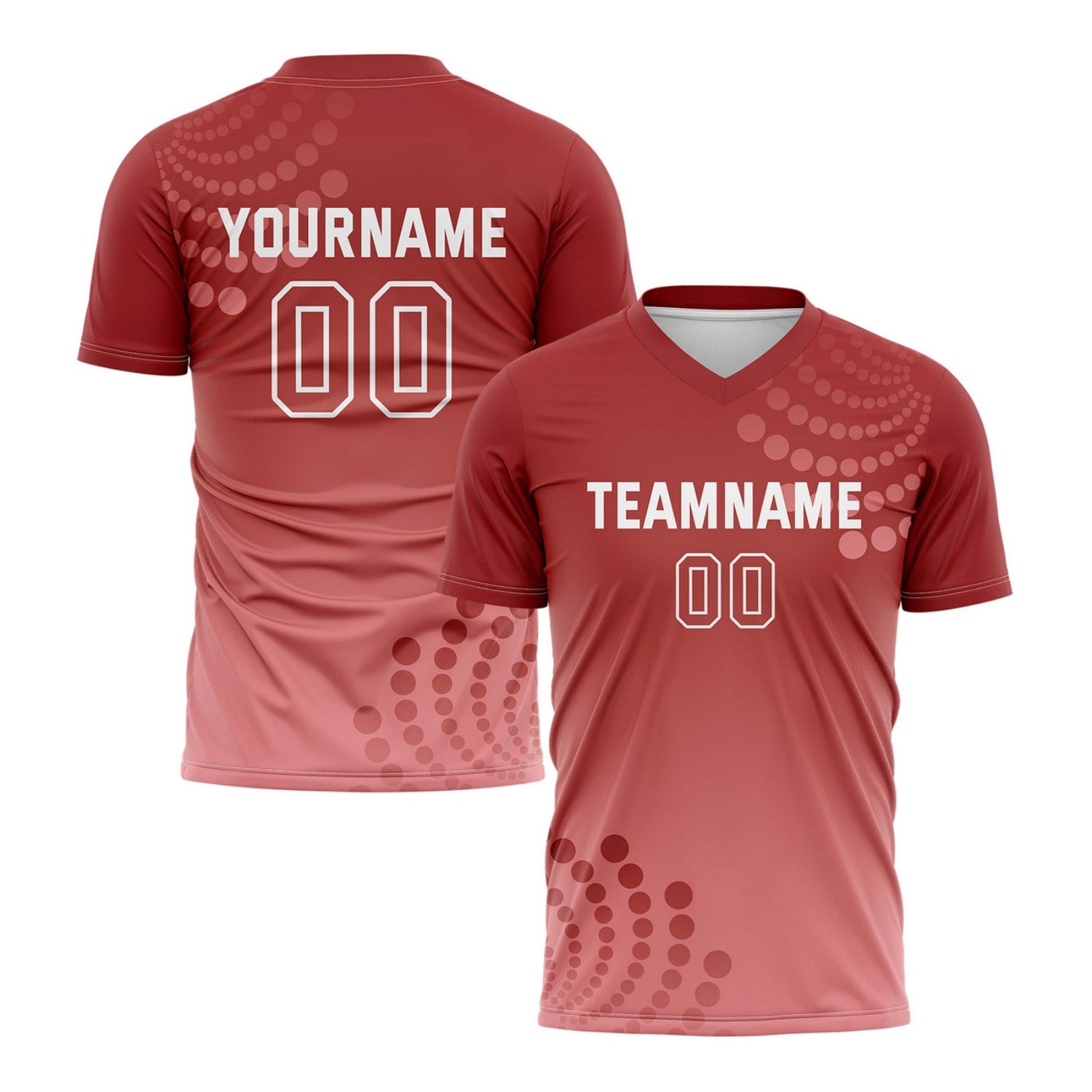 Custom Burgundy & Pink Dot Pattern Ombre Soccer Jersey for Teams & Individuals | Vosoli
