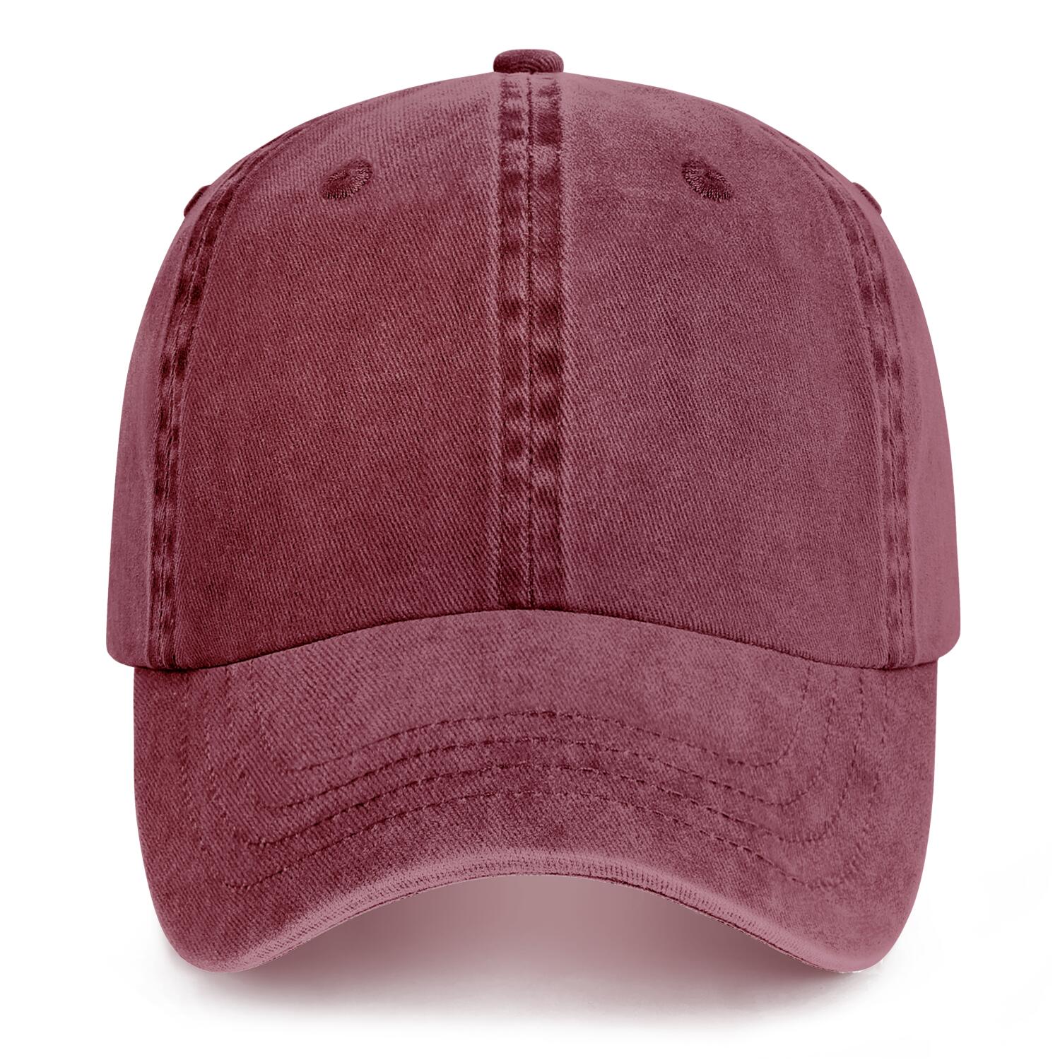 Vosoli Burgundy Washed Denim Unisex Baseball Cap - Team Custom Embroider or Print Personalized Hats