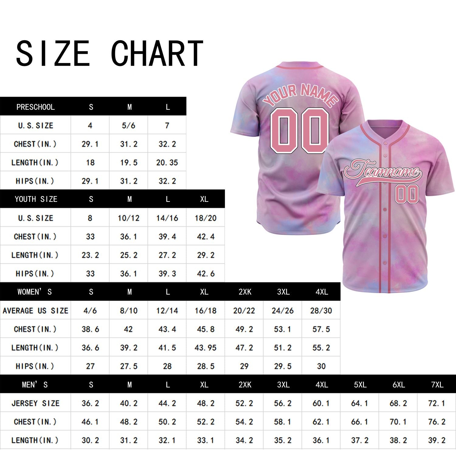 VOSOLI Candy Pink Tie-Dye Graffiti Custom Stitched Baseball Jersey