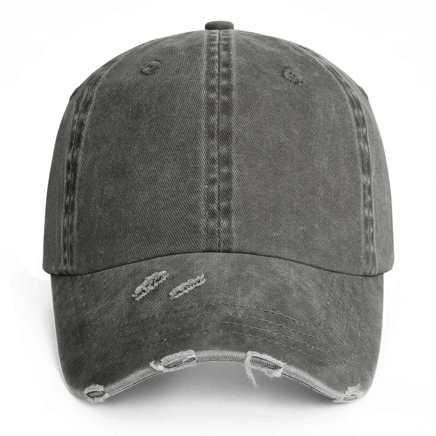 Vosoli Charcoal Distressed Denim Baseball Cap - Team Custom Embroider or Print Personalized Hat