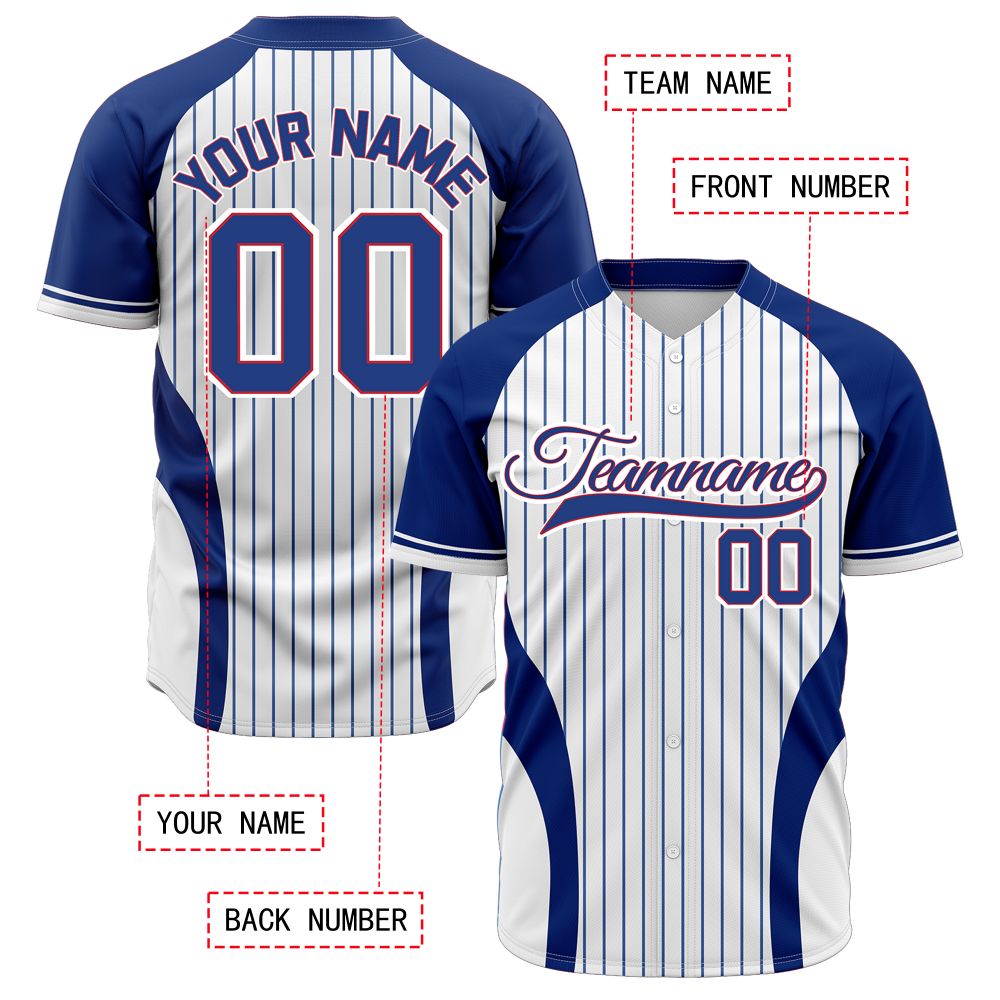 VOSOLI Classic Royal Blue & White Pinstripe Baseball Jersey - Custom Team Uniform