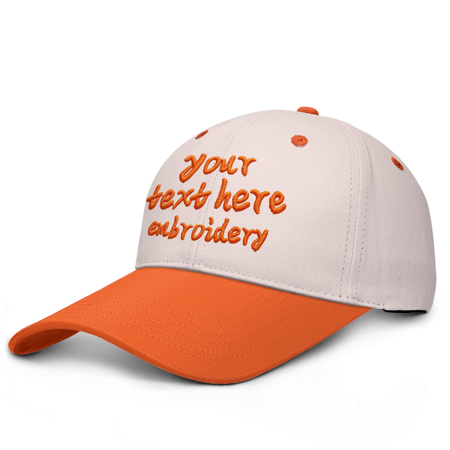 Vosoli Cream & Orange Color-Block Deep Bill Baseball Cap - Unisex Custom 3D Embroidery or Print Hat