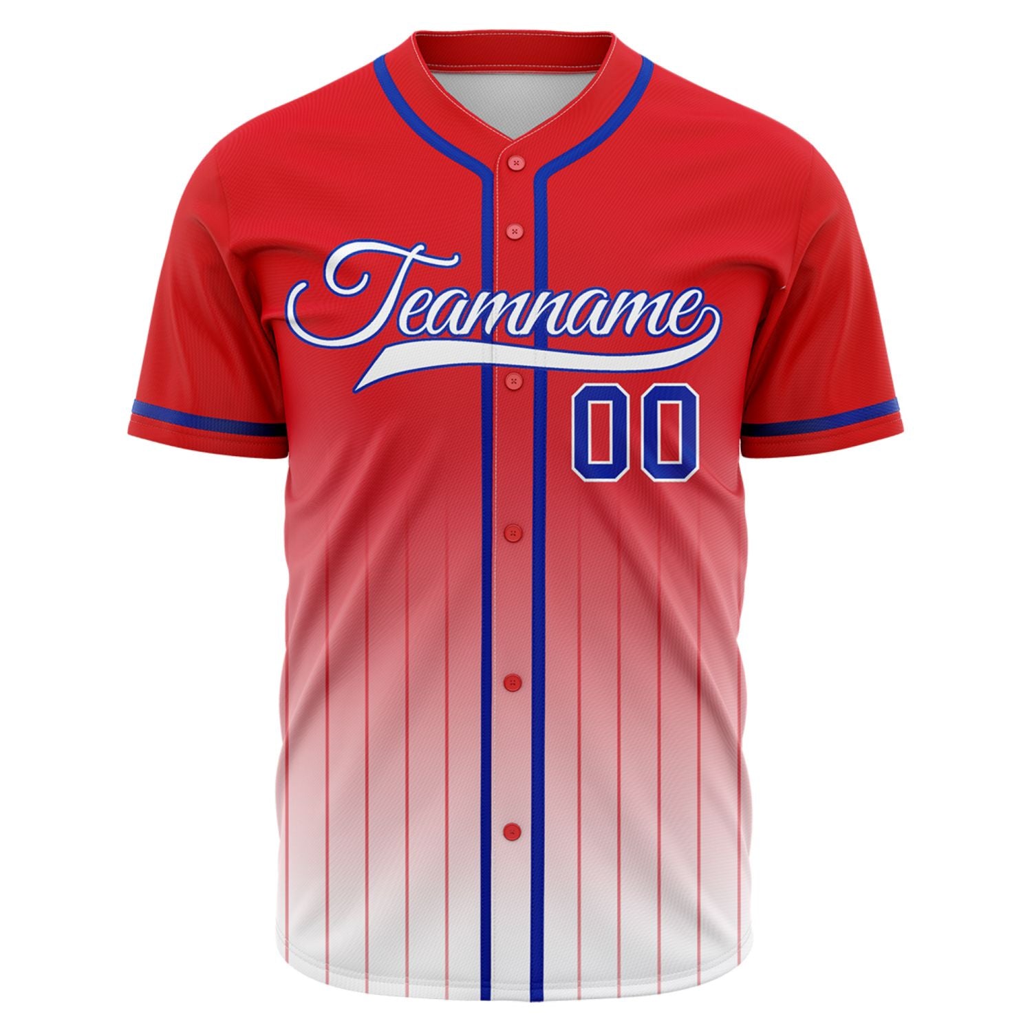 VOSOLI Crimson Red & White Gradient Pinstripe Baseball Jersey
