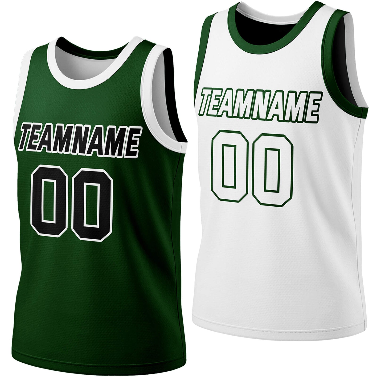 Vosoli Custom Reversible Basketball Jersey | Men's & Youth Blank Team Uniform (Green/White)