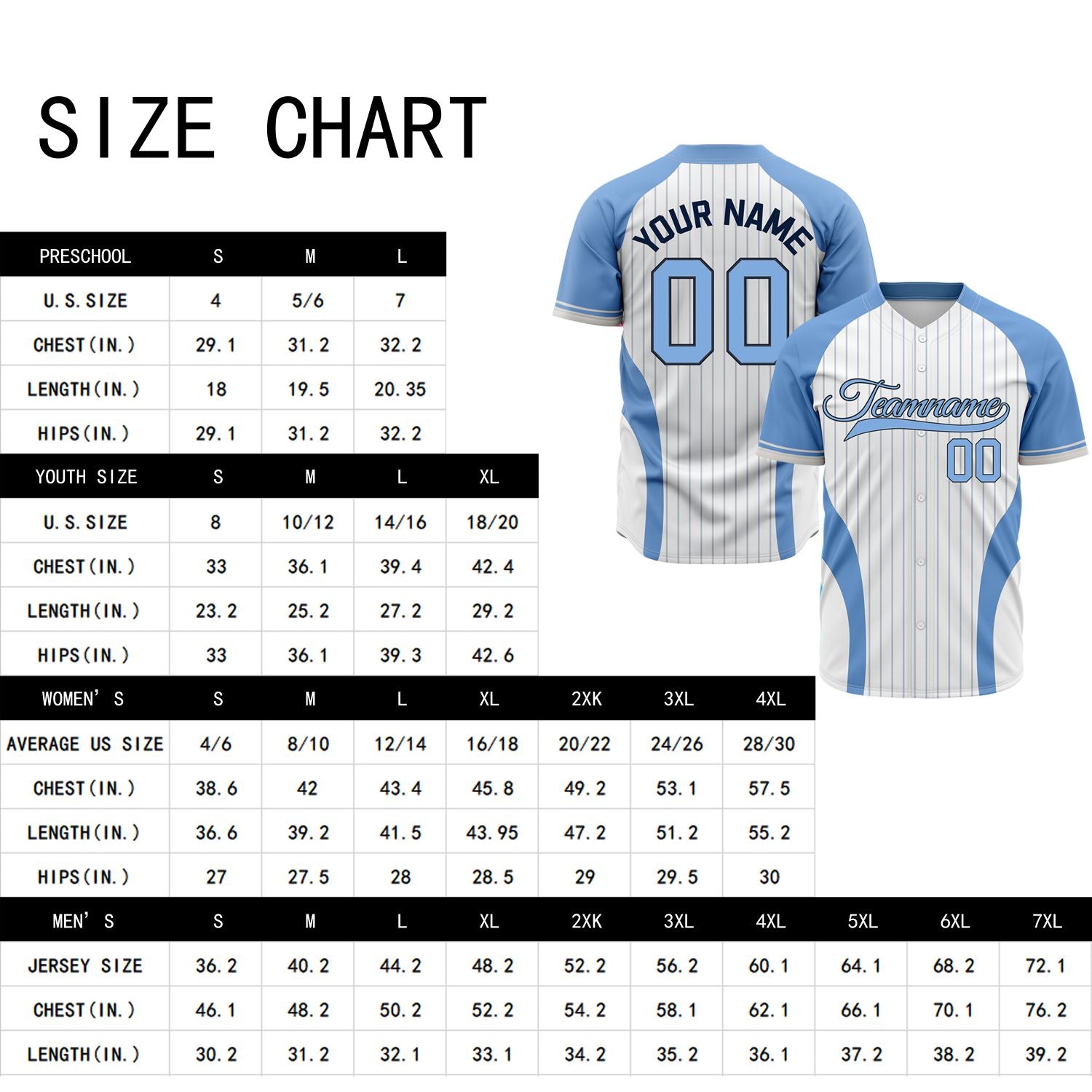 Custom Blue & White Pinstripe Baseball Jersey | Personalized Striped Full Button Team Uniform - VOSOLI