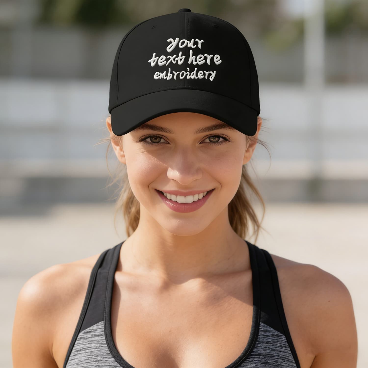 Vosoli White Embroidered Black Baseball Cap - Personalized Hat