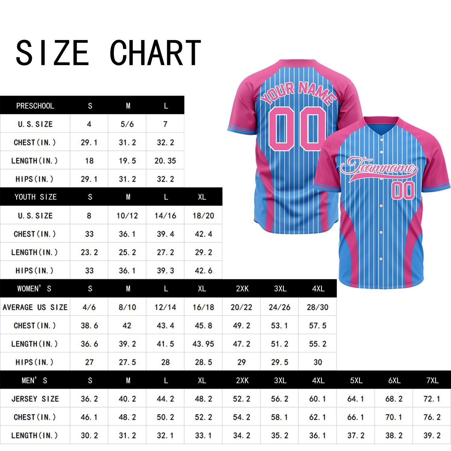 Custom Pink & Light Blue Pinstripe Baseball Jersey | Personalized Striped Full Button Team Uniform - VOSOLI